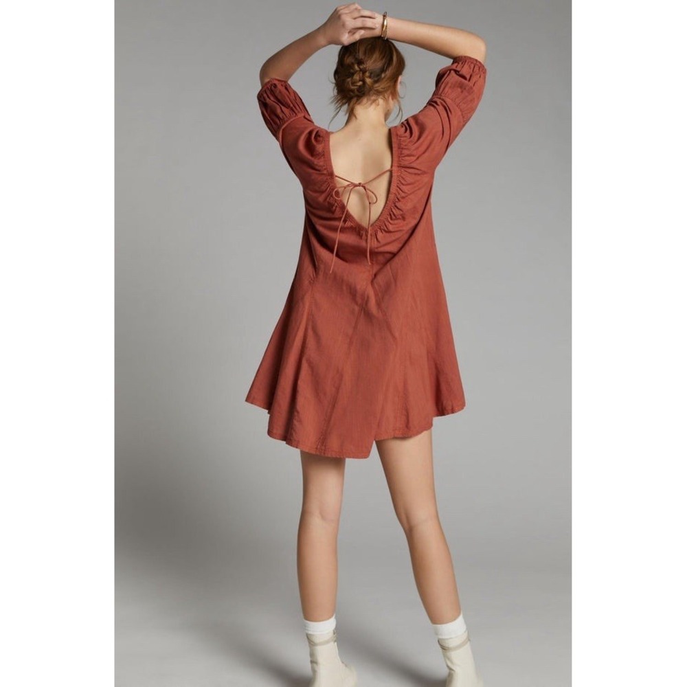 Anthropologie Daily Practice Orange Mollie Mini Dress Sz Med Bohemian Festival